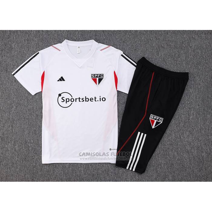 Fato de Treino Sao Paulo Manga Curta 2023-2024 Branco - Calcas Curta